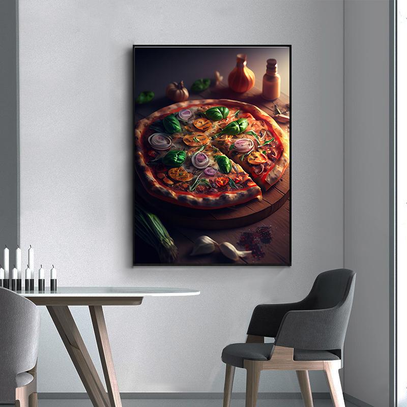 Healing Temptation Delicious Pizza Art Food Poster Canvas Prints Wall Painting Restaurant Kitchen Living Room Home Decoration