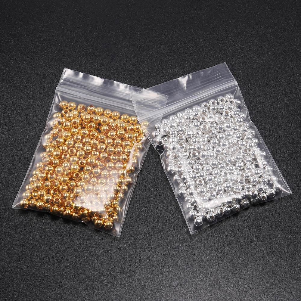 30-300pcs/lot 3 4 5 6mm Gold Color Round Spacer Beads Smooth Ball End Seed Beads For Jewelry Making Finding Accessories Supplies