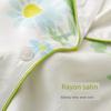 Fresh Sunflower Loose Rayon Satin Poplin Pajamas Women's Summer Cool Ice Silk Home Wear Suit Women