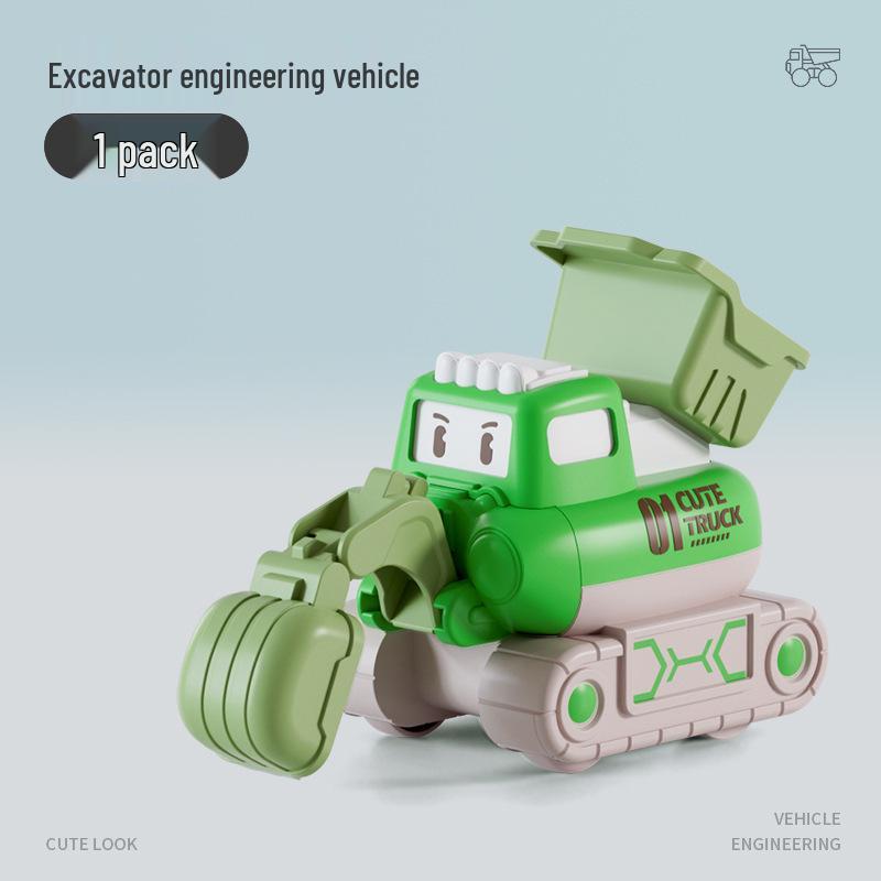 New Kids' Excavator Toy Car Set - Durable Press-and-Go Engineering Vehicle for Boys