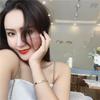 New Korean Style Rose Gold LOVE Open Bangle with White Diamond - Fashion Titanium Steel Jewelry