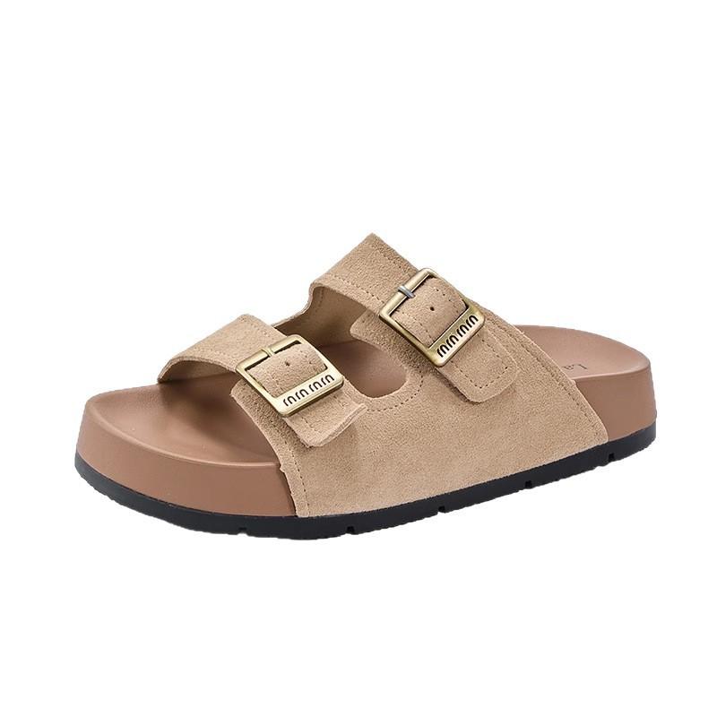 Muffin platform slippers women's summer wear ins tide 2025 new retro with skirt height-increasing Birkencool slippers