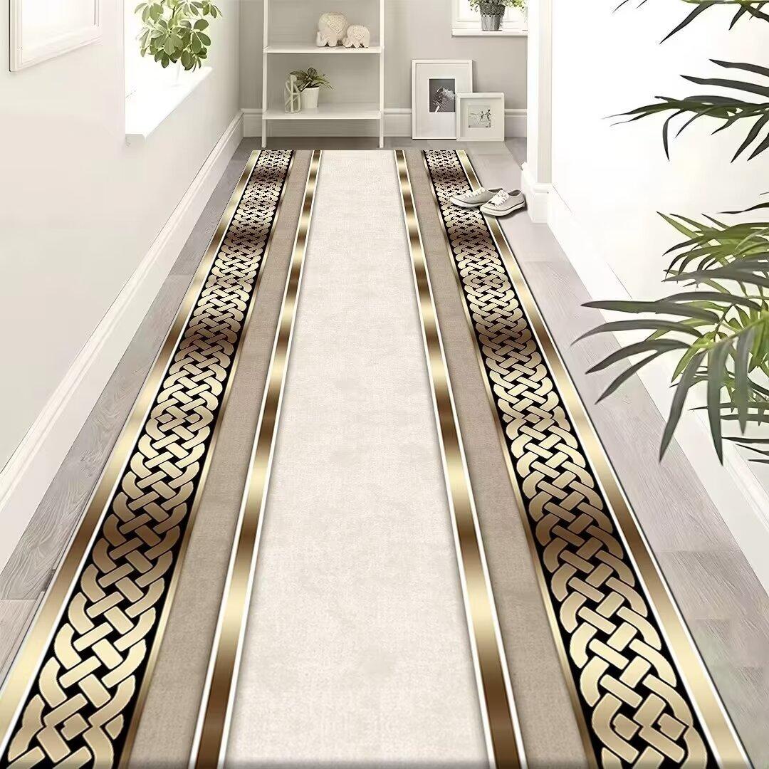 

European Simple Corridor Carpet Modern Line Long Soft Mat Elegant Staircase Plush Rug for Home Decor 60X100CM