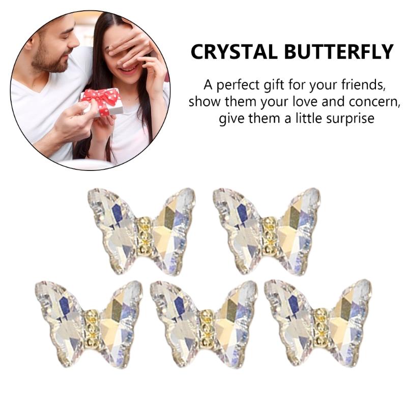 1Bag 3D Nail Charms Butterfly Shaped Nail Rhinestones for Women Elegant DIY Nails Art Decoration Accessories