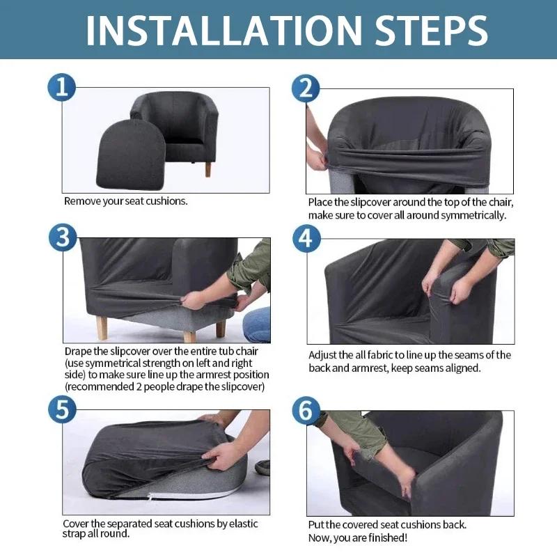 2-Pieces Club Chair Slipcover Stretch Armchair Cover Jacquard Tub Chair Cover Sofa Cover for Living Room Furniture Protector