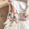 Summer Women Socks Ultra-thin Transparent Crystal Silk Socks Women Cartoon Print Japanese Kawaii Cute Funny Elastic Long Socks