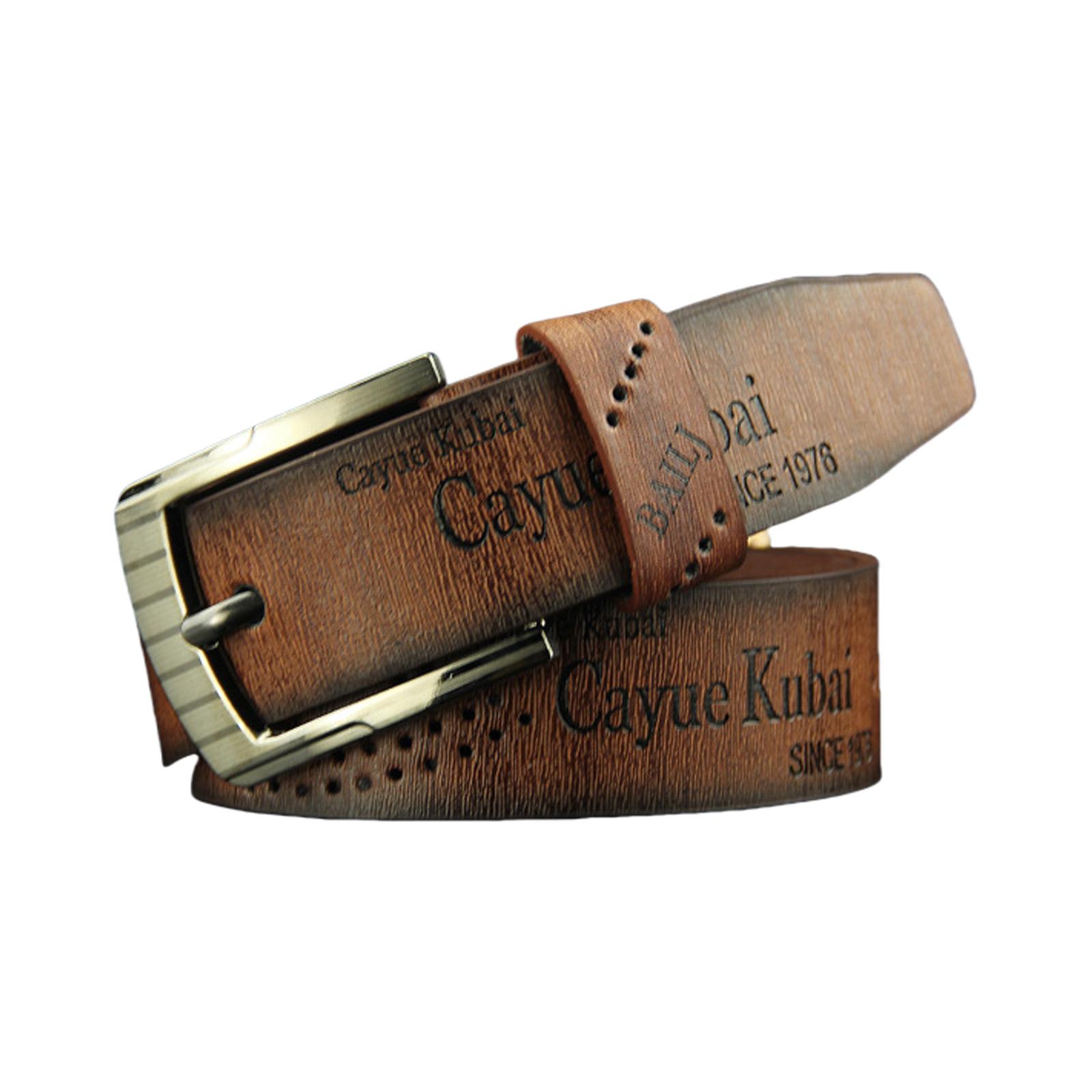 

Мужской классический ремень из ПУ кожи с тисненым буквенным узором, простой ремень на талию с пряжкой-штифтом для деловой и повседневной носки кофейный