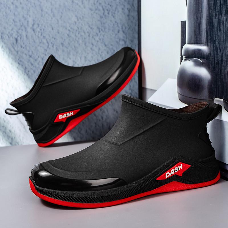 Koreanische Version Regenschuhe Herren Kurzschaft Mode Outdoor Wasserdichte Schuhe Autowäsche Angeln Gummistiefel Rutschfest Leicht Überschuhe Ausländisch t