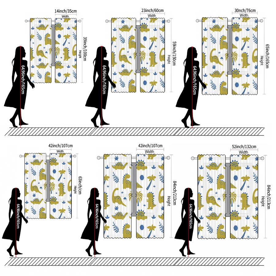 2Pcs- Dinosaur And Coconut Tree Printed Curtains, Pole Bag Curtains, Christmas Decorations, Home Decorations, Room Decorations