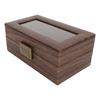 3 Slot Watch Display Case Wood Detachable Pillow Glass Cover Single Layer Watch Box for Jewelry