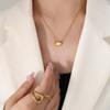 Niche Design Gentle Temperament Fashionable Versatile Style Jewelry Titanium Steel Gold-Plated Hollow Small Golden Bean Pendant Necklace