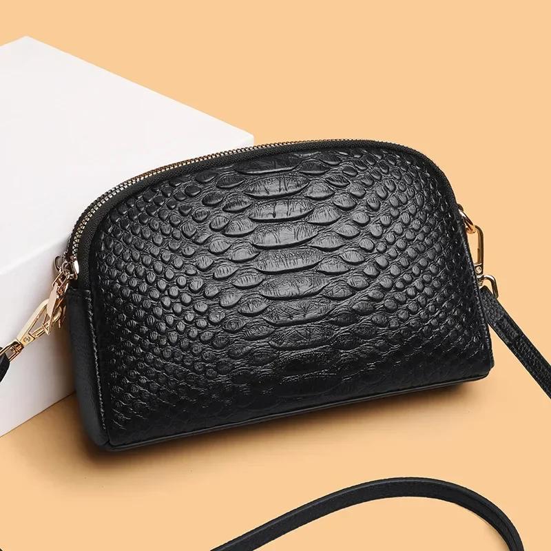 Luxury Crocodile Pattern Genuine Leather Shoulder Crossbody Bag for Women High Quality Cowhide Ladies Messenger Tote Sac Handbag