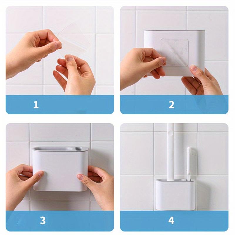 Floor And Wall Mount Toilet Brush No Drill Installation Plastic Bathroom Cleaning Tool With Holder For Home Use