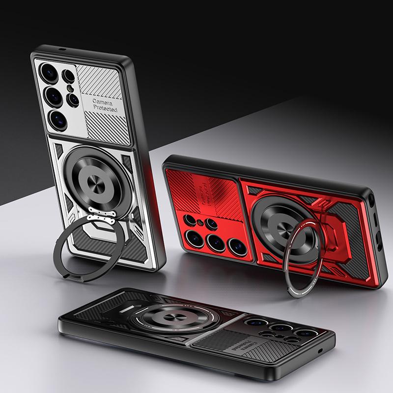 For Magsafe Magnetic 360 ° Rotat Metal Car Bracket Ring Armor Phone Case For Samsung S25 Ultra S23 S20 S21 S22 S24 Ultra Plus FE