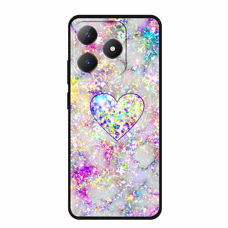For Realme Narzo N61 Phone Case N 61 Coque Flowers Black Silicone Soft Back Cover For Realme Note 60 Case Note60 Funda Bags Capa