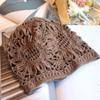 Blumen Strickmütze Ausgehöhlte Skullies Mütze Atmungsaktive Baskenmütze für Damen