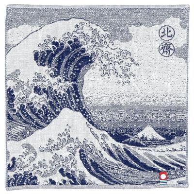 Yamamoto Jin Shoten Blue Gauze Tile Wave Pattern Made In Japanese Inbound Souvenir Ukiyo-e Towel, [3862], Japan, Pattern,