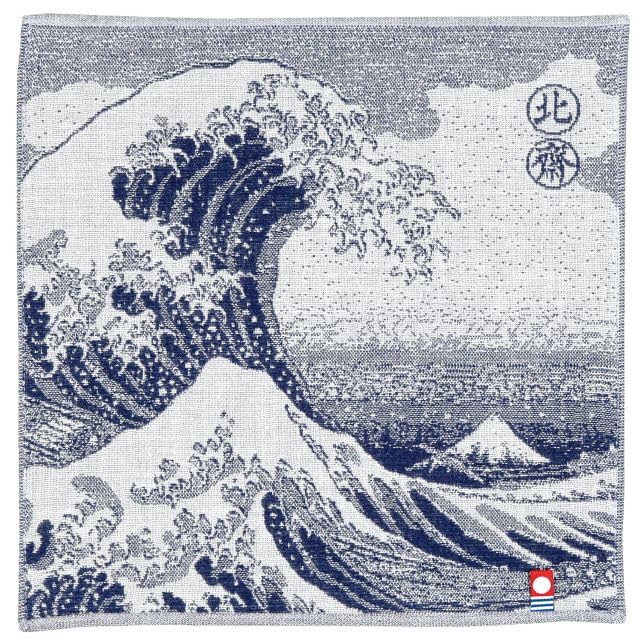 Yamamoto Jin Shoten Blue Gauze Tile Wave Pattern Made in Japanese Inbound Souvenir Ukiyo-e Towel, [3862], Japan, Pattern,
