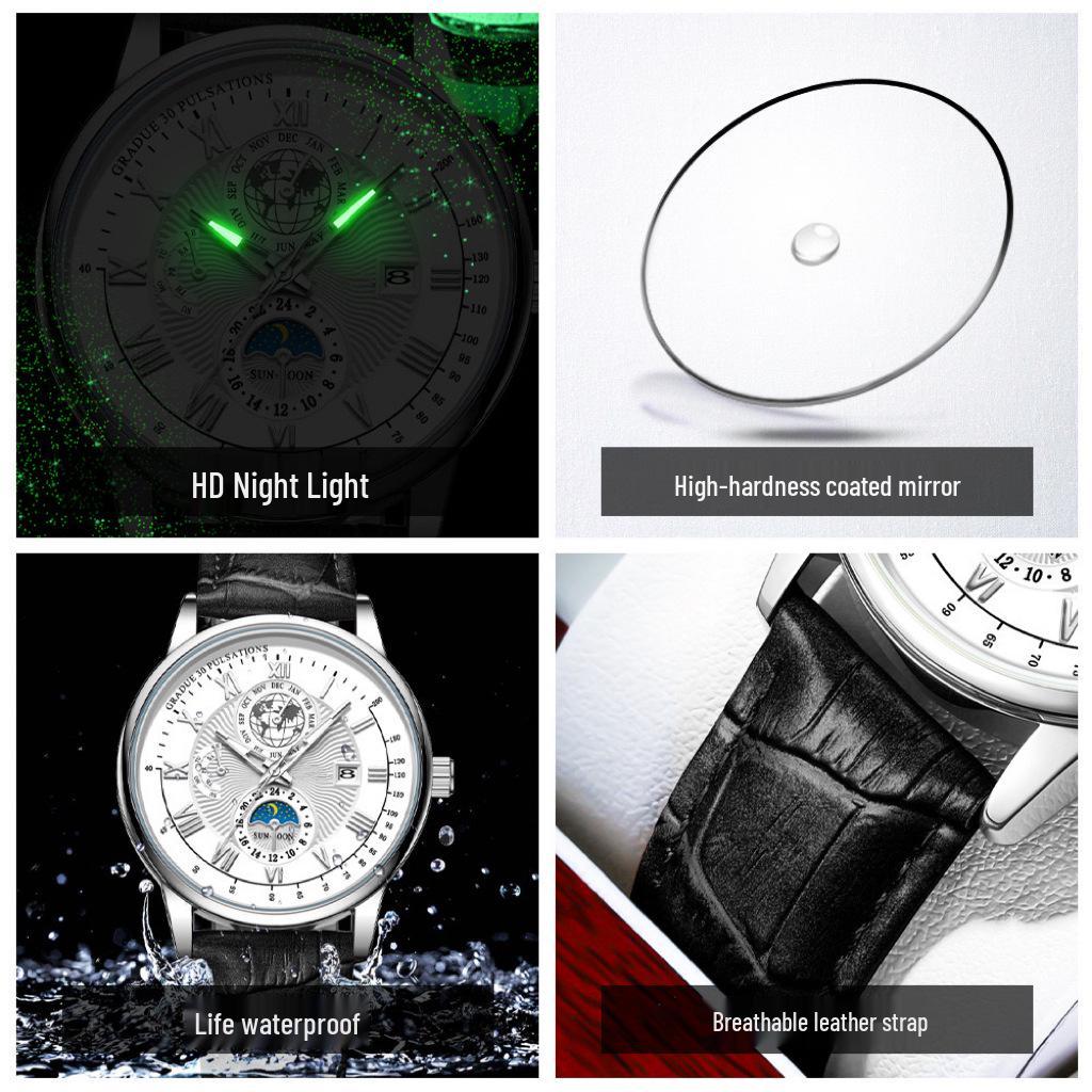 Orologio da Polso al Quarzo da Uomo Elegante: Design Moderno con Calendario, Funzioni Luminose e Precisione Meccanica per una Sofisticatezza Giovanile