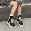 Autumn And Winter Men'S And Women'S Black And White Double-Layer Thick-Soled Inverted Triangular High-Top Shoes Men'S Height-Increasing Martin Boots