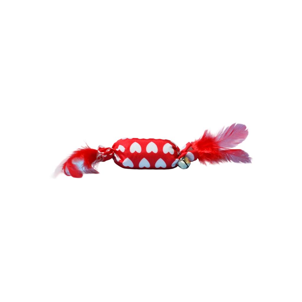 Interactive Candy-Shaped Cats Toy With Feathers & Bell – Crinkle Paper Inside For Self-Play & Boredom Relief, Chew & Scratch Resistant Toy For