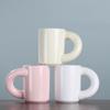 Big ear ceramic mug, creative crooked ceramic thick handle milk coffee water cup