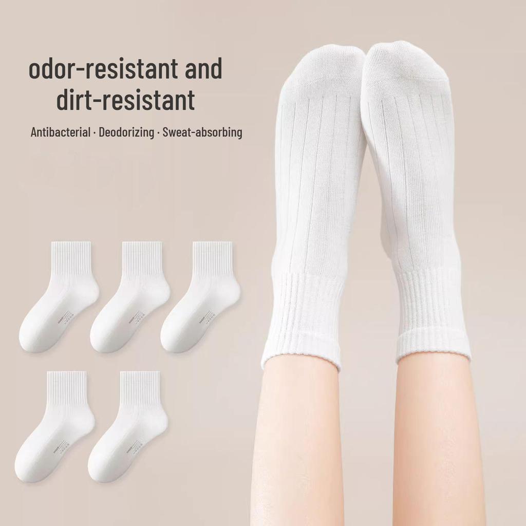 Children's Breathable Cotton Striped Mid-Calf Socks, Thin Mesh for Spring & Summer, Seamless Design for Boys & Girls