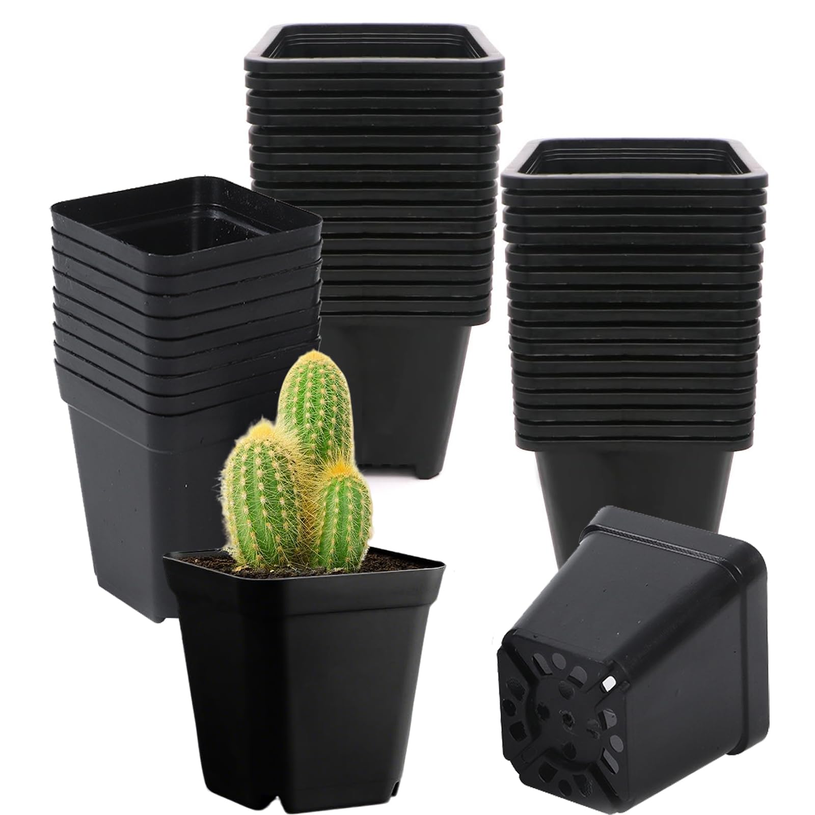 

kasanidika Набор рассады x для суккулентов и комнатных растений Прорези для предотвращения гниения корней Прочные ПП горшки для комнатного садоводства, 40, 8,8 см 8 см, - Гниение, Пластик, чёрный