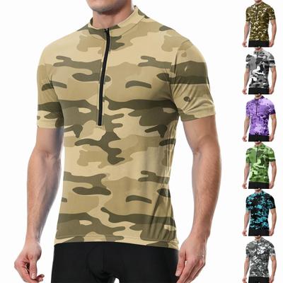 Men's Short Sleeve Cycling Jersey Breathable Quick Dry Fabric Half Zip Neck Lightweight Athletic Shirt Suitable for Outdoor Sports