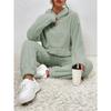 Autumn and Winter Solid Color Women's Clothing, Hooded Long Sleeved Patch Pocket Casual Pants Home Two-piece Set