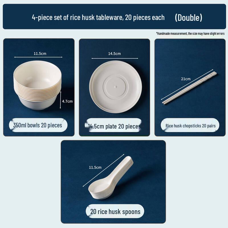 Disposable Rice Husk Tableware Set