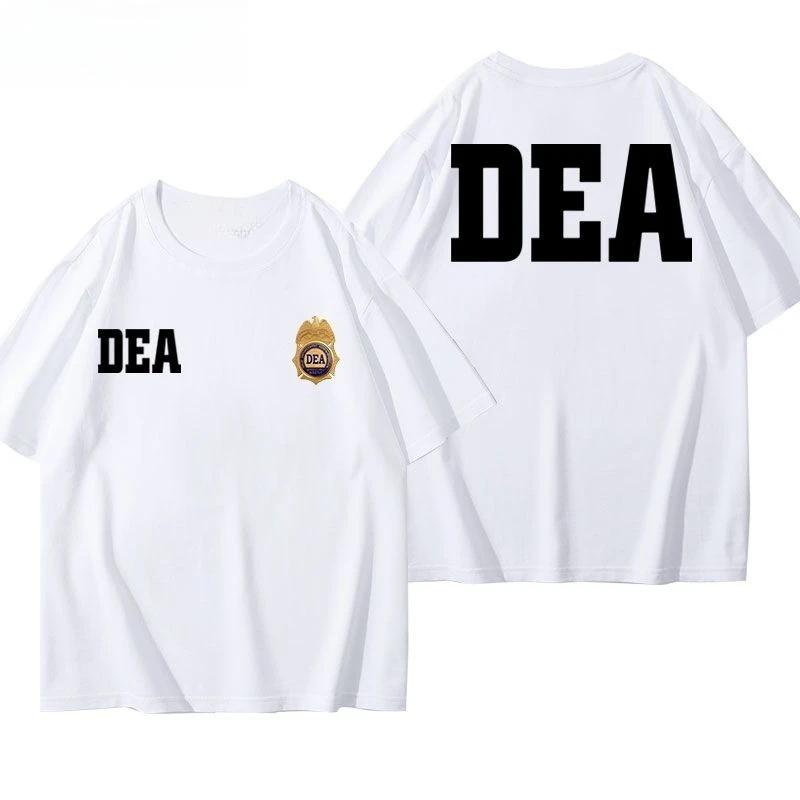 2026 Neues Herren Drug Enforcement Bureau Brief Rundhals T-Shirt Polizei Fans Baumwolle Outdoor Weich Locker Atmungsaktiv Kurzarm