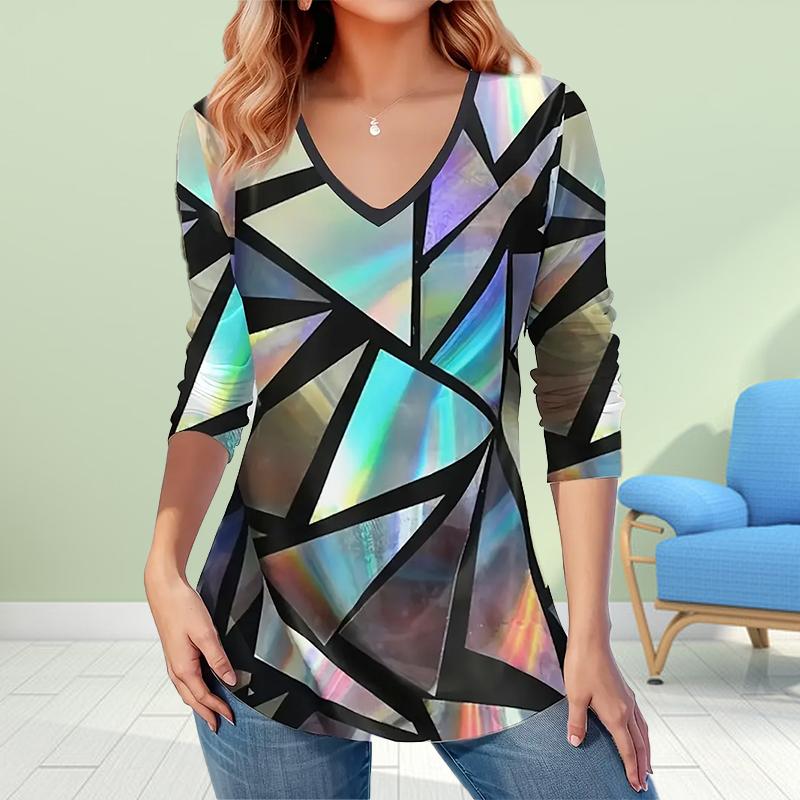 Женские осенние черные и зеленые квадраты с длинным рукавом — фото 3