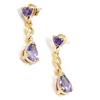 Les Trésors De Lily [D7983] - Gold Plated Earrings 'Pensées' Golden Violet - 24x4 Mm
