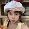 Stylish Japanese Sweet Bowknot Button Cloud Beret Hat For Women In Summer Lightweight Versatile Design
