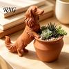Décoration d'Art de Jardin Moderne Cache-pot Teckel à Poil Long Imprimé 3D, Pot de Fleurs Chien Mignon pour Cactus Plantes d'Air Pot de Fleurs Succulentes, Décoratif
