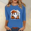 Women's Fashion Casual Three-quarter Sleeve Halloween Printed Round Neck Top