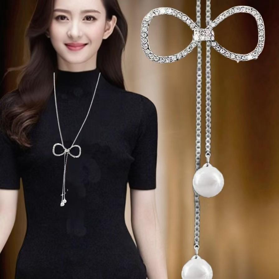 Autumn and winter pearl sweater chain simple long necklace pendant niche fringed jewelry accessories pendant