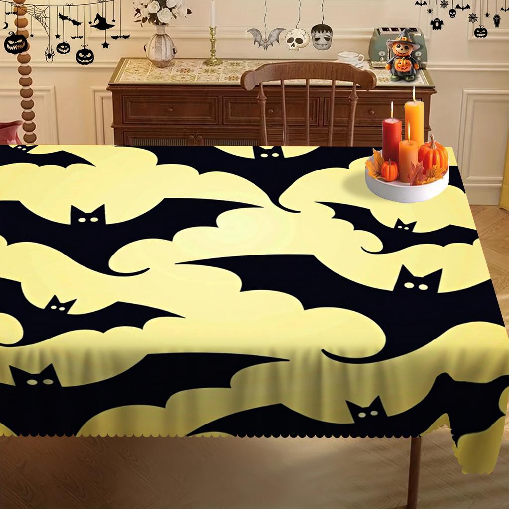 Halloween Bat Rectangle Tablecloth for Tables Decor Kitchen Dining Waterproof Holiday Party Table Cloth Halloween Decorations