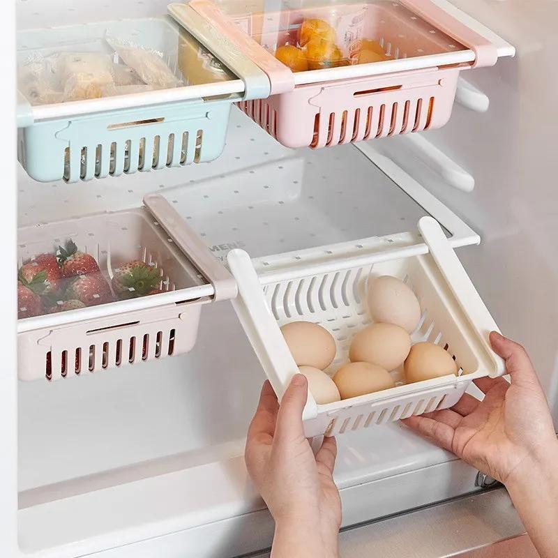 2025 New Kitchen Fruit Food Eggs Storage Boxs Plastic Clear Fridge Slide Under Shelf DrawerBox Rack Holder Refrigerator Drawers