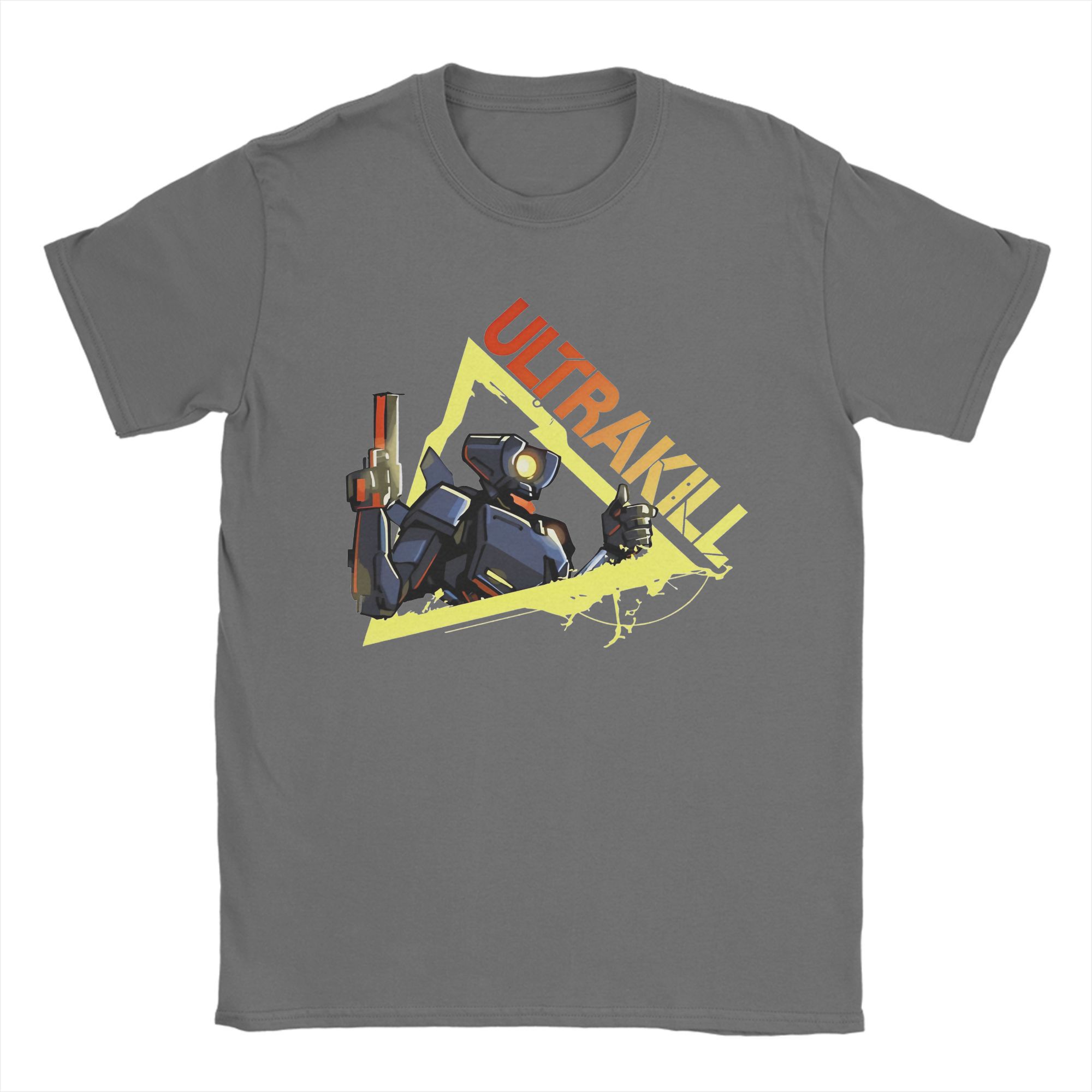 

Чоловічі футболки Ultrakill Shooting Game Blood is Fuel V1 Rock Tee Shirt з короткими рукавами та O-подібним вирізом, 100% бавовна, літній одяг L темно-сірий
