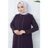 Plus Size Mother's Dress With Stone Sleeves Purple Hm2349
