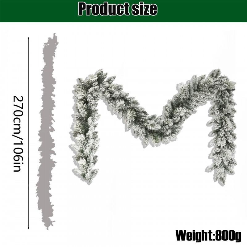 Flocked PE Christmas Garland Vine Stair Railing Door Wreath Decor US Style Holiday Home Decoration