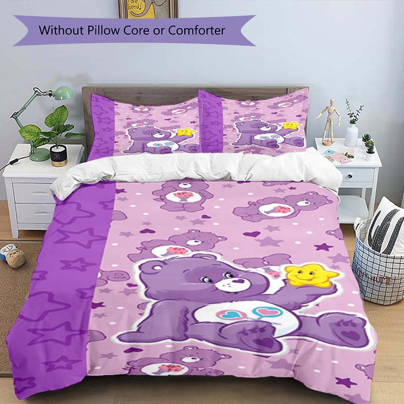 3'lü Nevresim Takımı (1*Nevresim Kılıfı + 2*Yastık Kılıfı, Çekirdeksiz), Care Bears Baskılı Nevresim Takımı, Yatak Odası Dekorasyonu, Dört Mevsim, Doğum Günü Hediyesi