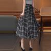 Women's High Waist Retro Plaid Mesh Midi Skirt - Spring/Summer 2025 Collection