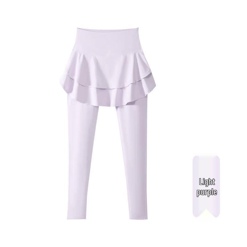 

2025 Kids’ Ice-Feel Yoga Skirt Pants: Quick-Dry, Skin-Friendly, Two-Piece Design for Sports 150 светло-фиолетовый