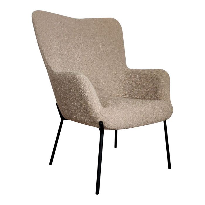 Fauteuil en polyester bouclé marron avec pieds noirs