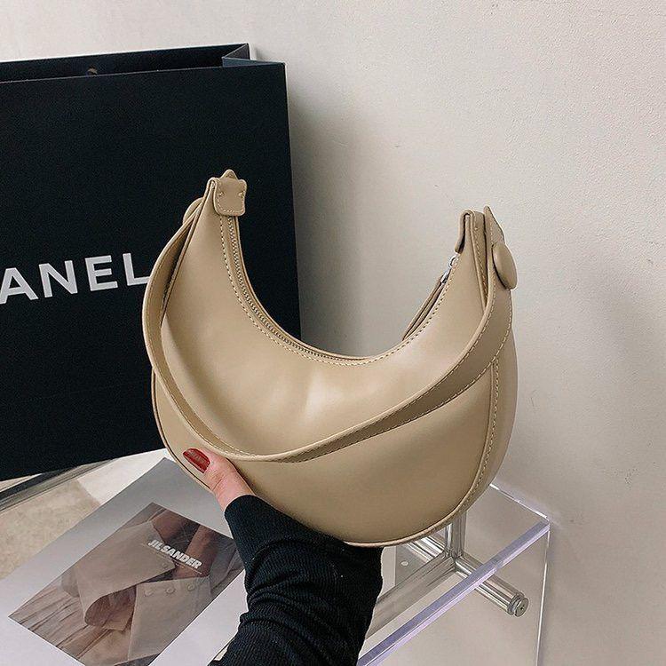 2025 Trendy Western-Style Crescent Shoulder Bag - Fashionable Brown Dumpling Underarm Bag