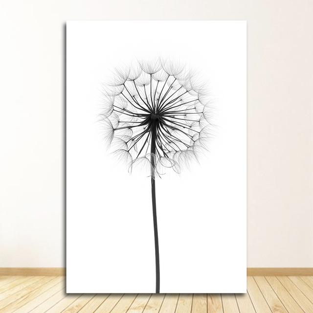 Home Picture Wall Decoration Black and White Dandelion Feathers and Print Letter Love Wall Art Canvas Painting