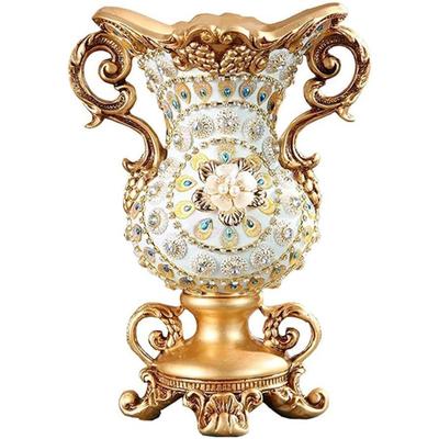 European-style Retro Resin Large Flower Vases for Living Dining Room Table Centerpiece Bedroom Office Hotel Home Decoration